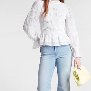 White Express Peplum Blouse Size Small